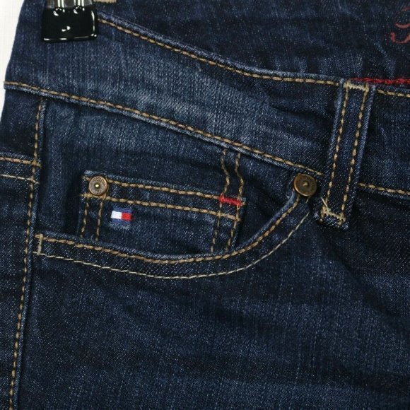 Tommy Hilfiger Freedom Boot Bootcut Jeans Flap Pockets Dark 6 Short‎ - Picture 8 of 9